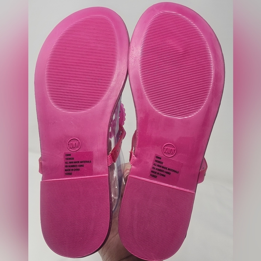 Torrid Women's Medallion T-Strap Jelly Thong Flat Sandals Fuschia NEW Size 10WW - Picture 8 of 12
